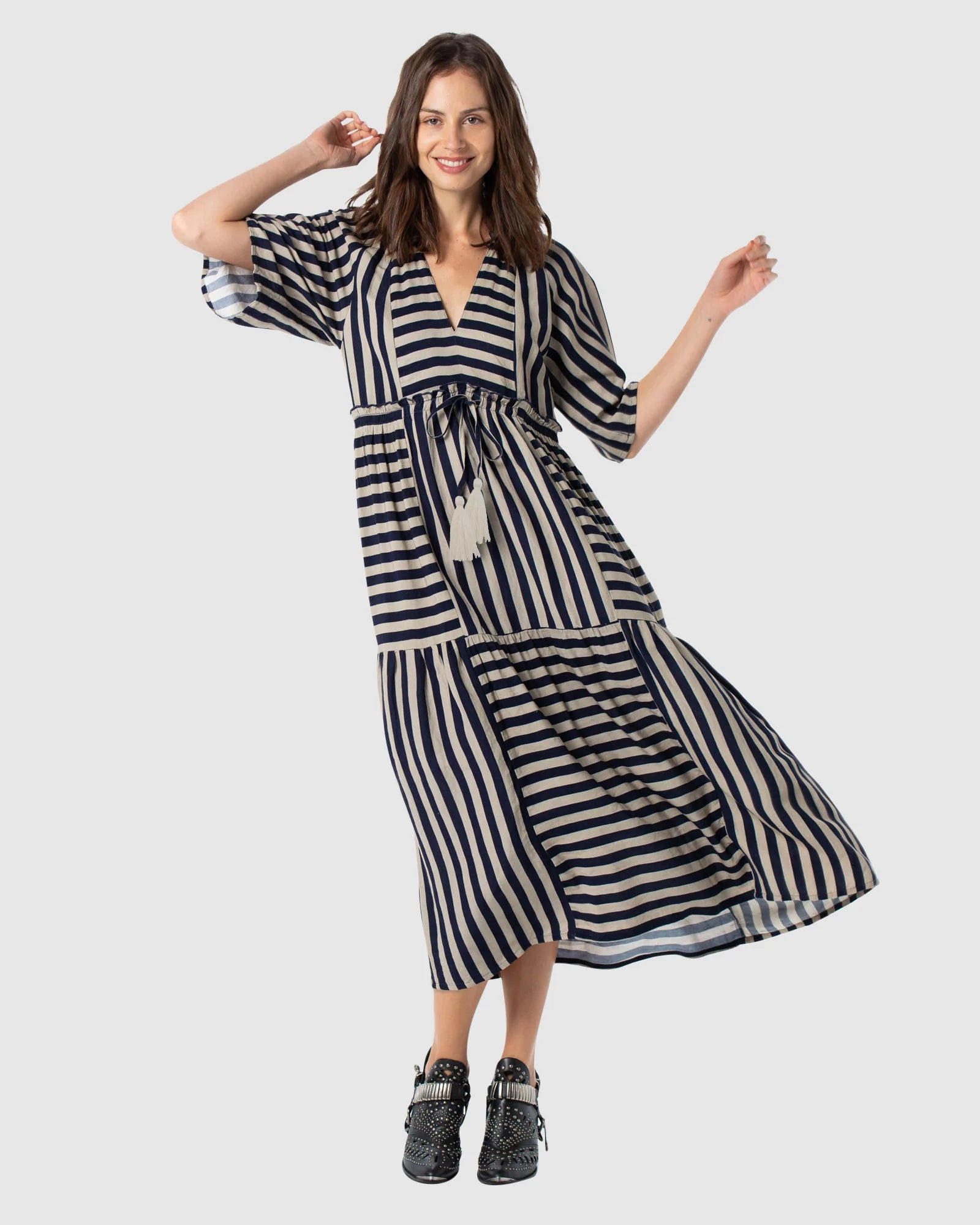 Aldo Tiered Dress - Aldo Stripe